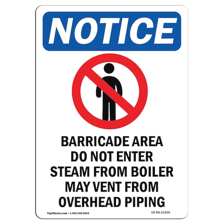 Signmission Safety Sign, OSHA Notice, 24" Height, NOTICE Barricade Area Sign With Symbol, Portrait OS-NS-D-1824-V-15296